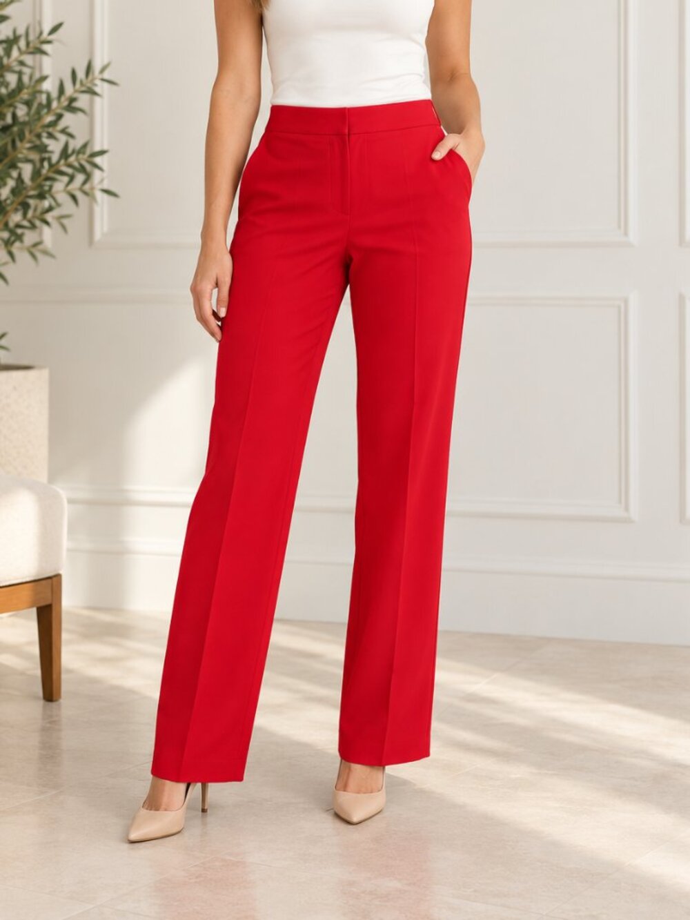Melanie Lyne Red Dress Pants Women’s Size 16 Stretch Trouser